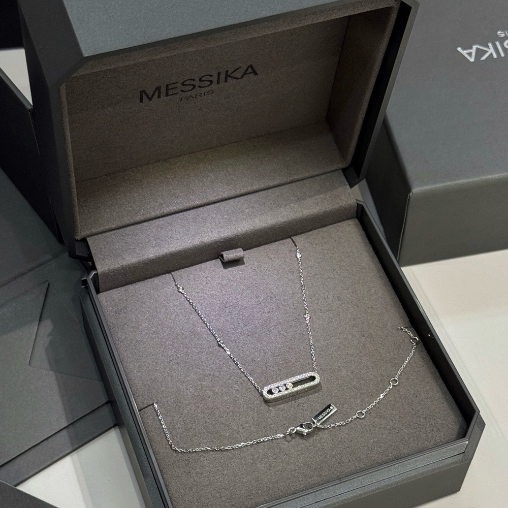 Messika Silver Diamond Bar Necklace in Silver